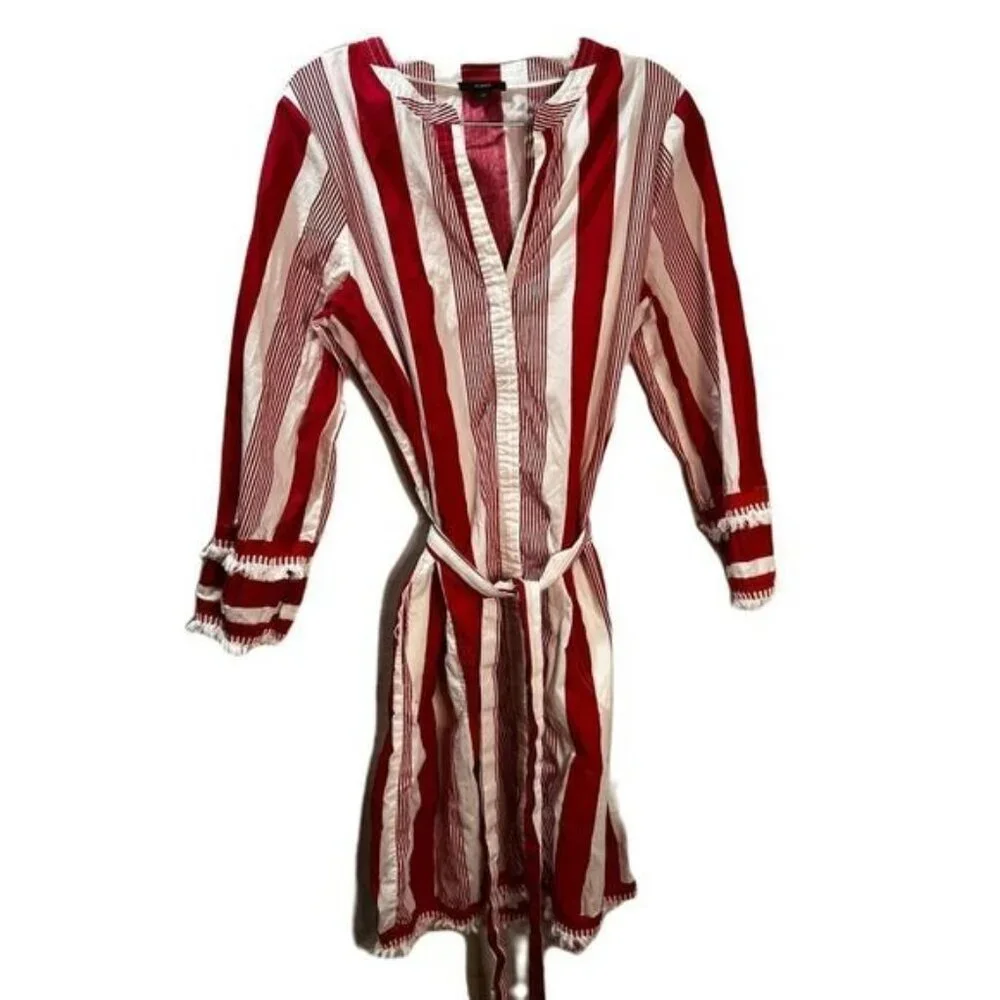 J Crew Belted Cotton Poplin Tunic Stripe Size 10‎
